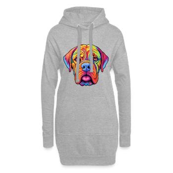 Dogue De Bordeaux race de chien Cartoon Kawaii Illustr - Sweat-shirt à capuche long Femme - gris chiné - Devant
