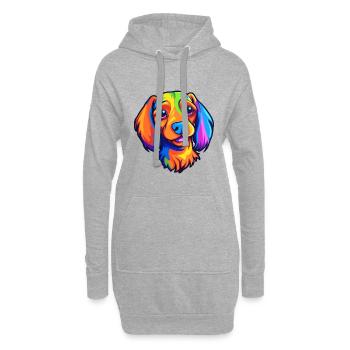 Alopekis race de chien dessin animé Kawaii Illustration - Sweat-shirt à capuche long Femme - gris chiné - Devant
