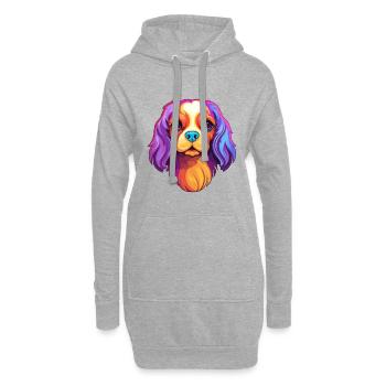 Épagneul jouet anglais race de chien dessin animé Kawaii Illus - Sweat-shirt à capuche long Femme - gris chiné - Devant