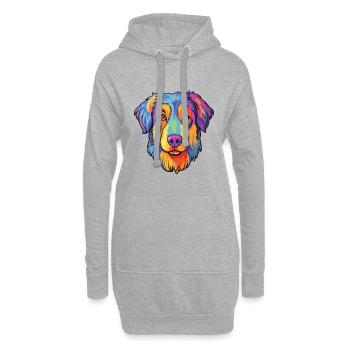 Georgischer Schäferhund Rasse Cartoon Kawaii Illustration - Hoodie-Kleid - Grau meliert - Vorne
