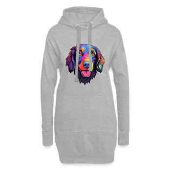 Plat Enduit Retriever Chien Race Cartoon Kawaii Ill - Sweat-shirt à capuche long Femme - gris chiné - Devant
