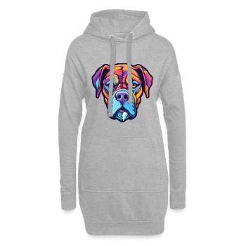 Deutsche Boxerhunderasse Karikatur Kawaii Illustration - Hoodie-Kleid - Grau meliert - Vorne