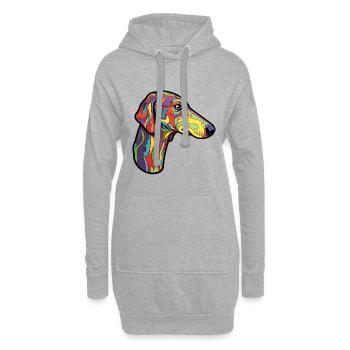 Galgo Español Race De Chien Cartoon Kawaii Illustratio - Sweat-shirt à capuche long Femme - gris chiné - Devant