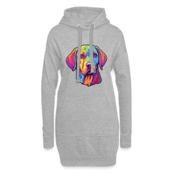 Labrador Hunderasse Cartoon Kawaii Illustration - Hoodie-Kleid - Grau meliert - Vorne