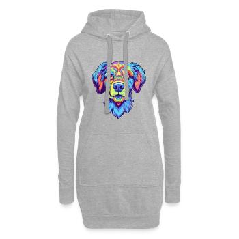 Kintamani chien race dessin animé kawaii illustration - Sweat-shirt à capuche long Femme - gris chiné - Devant