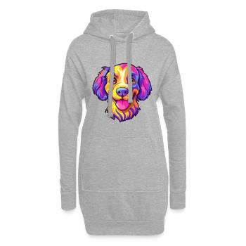 Koolie chien race dessin animé Kawaii Illustration - Sweat-shirt à capuche long Femme - gris chiné - Devant