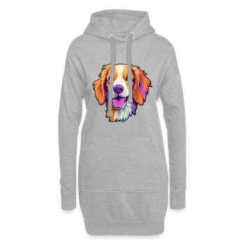 Nederlandse Kooikerhondje Dog Breed Cartoon Kawaii - Sweat-shirt à capuche long Femme - gris chiné - Devant