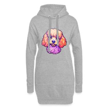 Miniatur-Pudel Hunderasse Cartoon Kawaii Illustra - Hoodie-Kleid - Grau meliert - Vorne