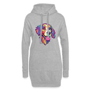 Nouvelle-Zélande Tête Chien Race Cartoon Kawaii Illus - Sweat-shirt à capuche long Femme - gris chiné - Devant
