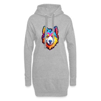 Nördliche Inuit Hunderasse Cartoon Kawaii Illustrati - Hoodie-Kleid - Grau meliert - Vorne