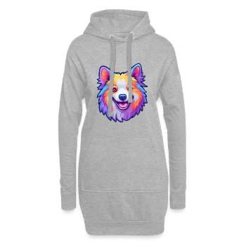 Nordique Spitz chien race Cartoon Kawaii Illustration - Sweat-shirt à capuche long Femme - gris chiné - Devant