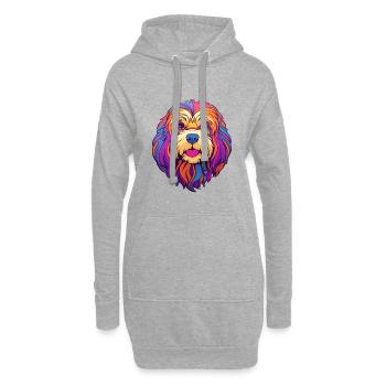 Lhasa Apso Hunderasse Cartoon Kawaii Illustration - Hoodie-Kleid - Grau meliert - Vorne