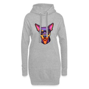 Miniatur Pinscher Hunderasse Cartoon Kawaii Illust - Hoodie-Kleid - Grau meliert - Vorne