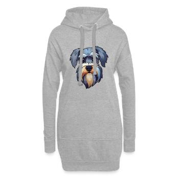Miniature Schnauzer chien race dessin animé Kawaii Illus - Sweat-shirt à capuche long Femme - gris chiné - Devant