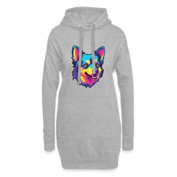 Mudi Hunderasse Karikatur Kawaii Illustration - Hoodie-Kleid - Grau meliert - Vorne