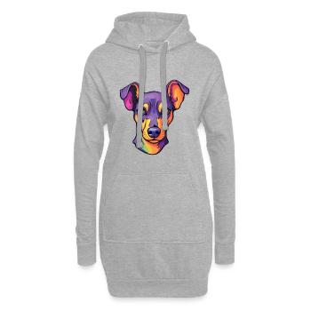 Manchester Terrier chien race dessin animé kawaii illust - Sweat-shirt à capuche long Femme - gris chiné - Devant
