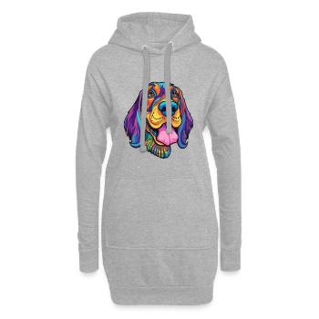 Majestic Tree Hound Dog Breed Cartoon Kawaii Illus - Hoodie Dress - heather grey - Front