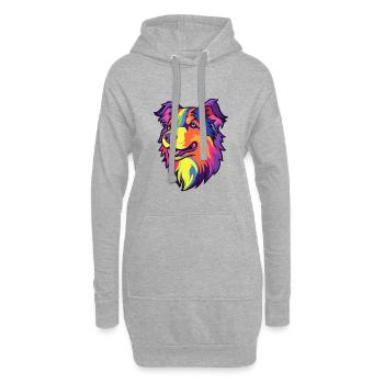 Chien de berger lapon race Cartoon Kawaii Illustra - Sweat-shirt à capuche long Femme - gris chiné - Devant
