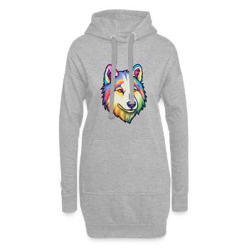 Labrador Husky Hunderasse Cartoon Kawaii Illustrati - Hoodie-Kleid - Grau meliert - Vorne