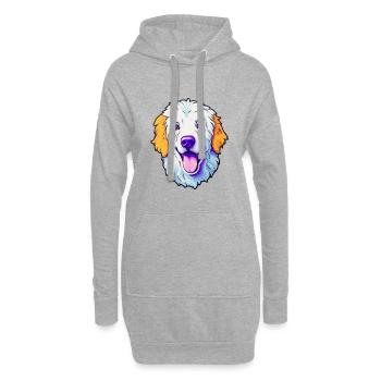 Kuvasz Hungarian Dog Breed Cartoon Kawaii Illustra - Hoodie Dress - heather grey - Front