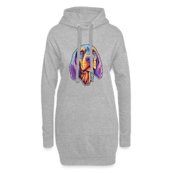 Frison chien d’arrêt race Cartoon Kawaii Illustra - Sweat-shirt à capuche long Femme - gris chiné - Devant