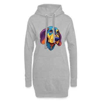 Français Tricolor Hound chien race dessin animé Kawaii Ill - Sweat-shirt à capuche long Femme - gris chiné - Devant