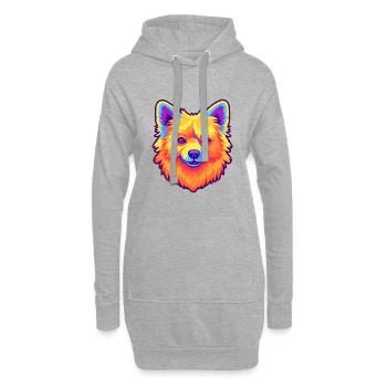 Deutsche Spitz Hunderasse Cartoon Kawaii Illustration - Hoodie-Kleid - Grau meliert - Vorne
