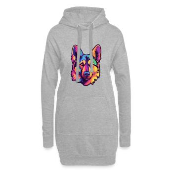 German Shepherd Dog Breed Cartoon Kawaii Illustrat - Hoodie Dress - heather grey - Front
