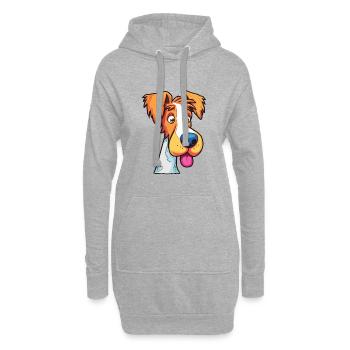 Foxterrier Glatte Hunderasse Karikatur Kawaii Illust - Hoodie-Kleid - Grau meliert - Vorne