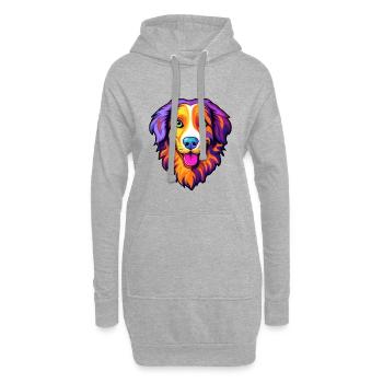 English Shepherd Dog Breed Cartoon Kawaii Illustra - Hoodie Dress - heather grey - Front