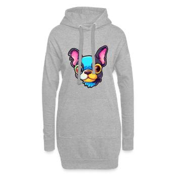 Boston Terrier Hunderasse Cartoon Kawaii Illustrati - Hoodie-Kleid - Grau meliert - Vorne