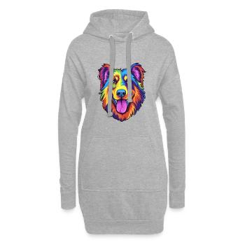Race de chien de berger d’Europe de l’Est Cartoon Kawaii Il - Sweat-shirt à capuche long Femme - gris chiné - Devant