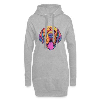 Mastiff brésilien race de chien Cartoon Kawaii Illustr - Sweat-shirt à capuche long Femme - gris chiné - Devant