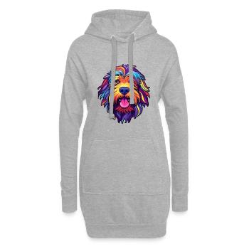 Bergamasco Hunderasse Cartoon Kawaii Illustration - Hoodie-Kleid - Grau meliert - Vorne