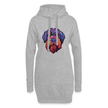 Race de chien Terrier russe noir Cartoon Kawaii Ill - Sweat-shirt à capuche long Femme - gris chiné - Devant