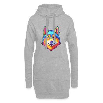 Korean Jindo Dog Breed Cartoon Kawaii Illustration - Hoodie Dress - heather grey - Front