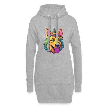Roi Berger Chien Race Cartoon Kawaii Illustratio - Sweat-shirt à capuche long Femme - gris chiné - Devant