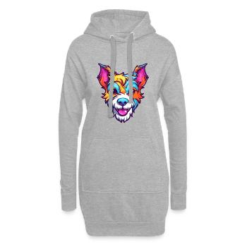 Terrier japonais chien race dessin animé kawaii illustra - Sweat-shirt à capuche long Femme - gris chiné - Devant