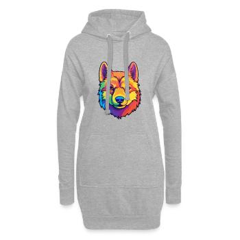 Jindo Dog Breed Cartoon Kawaii Illustration - Hoodie Dress - heather grey - Front