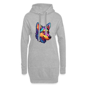 Karelo Finnische Laika Hunderasse Cartoon Kawaii Illu - Hoodie-Kleid - Grau meliert - Vorne