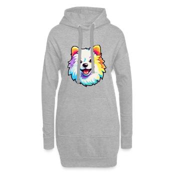 Spitz japonais chien race dessin animé kawaii illustrati - Sweat-shirt à capuche long Femme - gris chiné - Devant