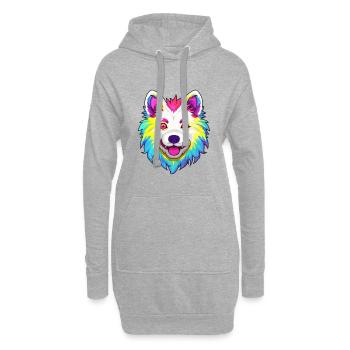 Indien Spitz chien race Cartoon Kawaii Illustration - Sweat-shirt à capuche long Femme - gris chiné - Devant