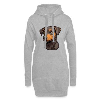 Patterdale Terrier Hunderasse Cartoon Kawaii Illust - Hoodie-Kleid - Grau meliert - Vorne
