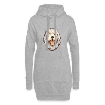 Vieux chien de berger anglais chien race dessin animé Kawaii Illu - Sweat-shirt à capuche long Femme - gris chiné - Devant