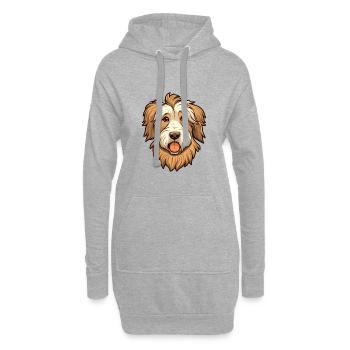 Chien de berger catalan race de chien dessin animé Kawaii Illustra - Sweat-shirt à capuche long Femme - gris chiné - Devant