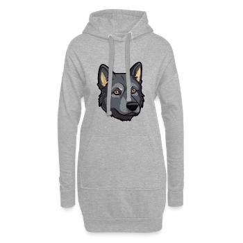Chien d’élan norvégien noir race de chien Cartoon Kawaii - Sweat-shirt à capuche long Femme - gris chiné - Devant