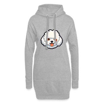 Bichon Frise chien race Cartoon Kawaii Illustration - Sweat-shirt à capuche long Femme - gris chiné - Devant