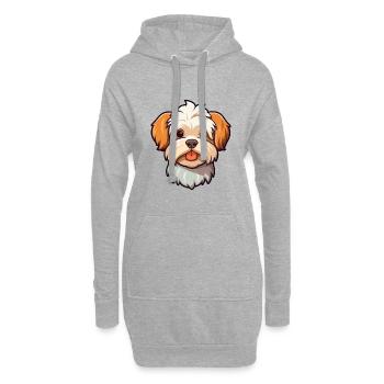 Bichon Yorkie Hunderasse Cartoon Kawaii Illustratio - Hoodie-Kleid - Grau meliert - Vorne