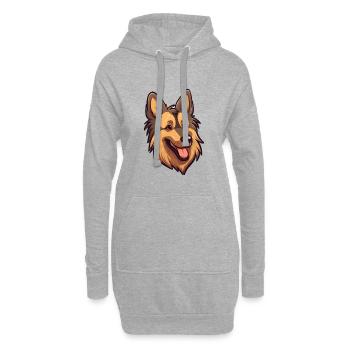 Belgian Tervuren Dog Breed Cartoon Kawaii Illustra - Hoodie Dress - heather grey - Front