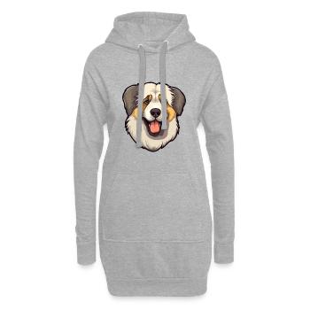 Kaukasischer Schäferhund Rasse Cartoon Kawaii Illust - Hoodie-Kleid - Grau meliert - Vorne